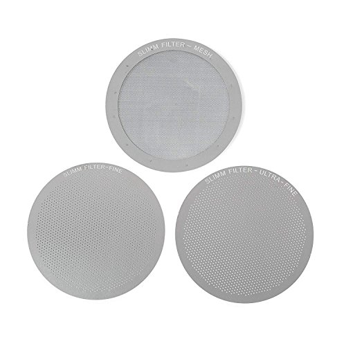 Set of 3 Barista-Quality Reusable Metal Coffee Filters by Slimm Filter