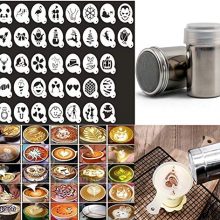 37 Coffee Cake Decorating Stencils + 2 Stainless Steel Powder Shakers