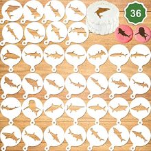Konsait 36Pack Dolphin Cake Stencil Templates Decoration