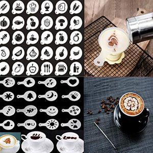 46 Coffee Cake Decorating Stencils + 1 Steel Mesh Powder Shaker