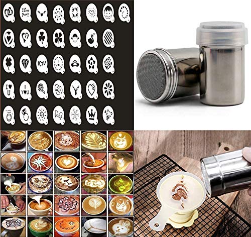 36 Coffee Cake Decorating Stencils + 2 Stainless Steel