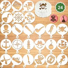 Konsait 24Pack Pirate Cake Stencil Templates Decoration