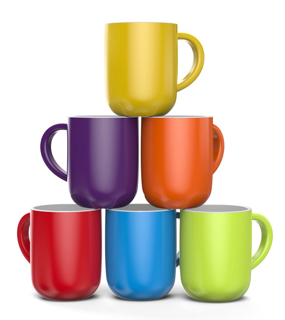 Set of 6 Large 16 Ounce Ceramic Coffee Mugs