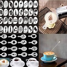 48 Coffee Cake Decorating Stencils + 1 Steel Mesh Powder Shaker