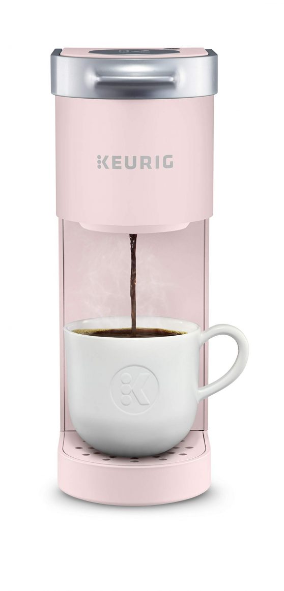 Compact Keurig Single Serve Coffee Maker in Dusty Rose with Travel Mug Compatibility