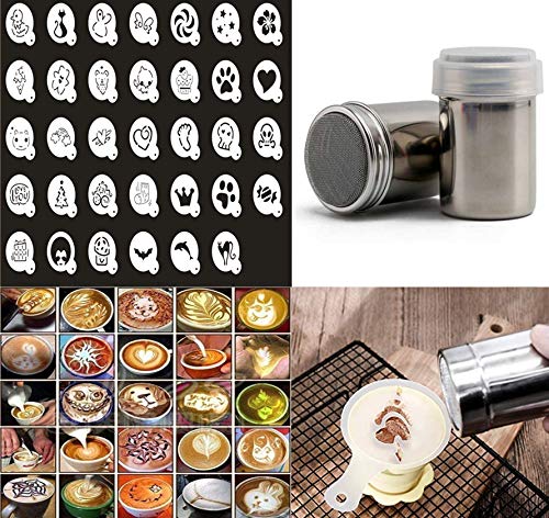 34 Coffee Cake Decorating Stencils + 2 Stainless Steel