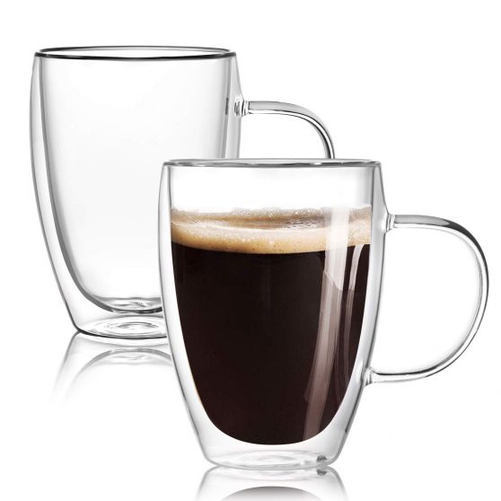 Double Wall Glass Coffee Mugs with Handle