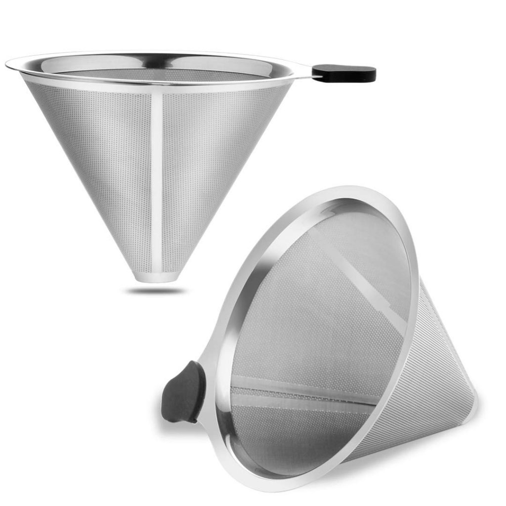 Pour Over Metal Coffee Dripper Reusable Cone Filter for Chemex, Carafes