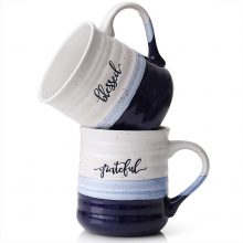 Ceramic Mug Set with Word Blessed Grateful