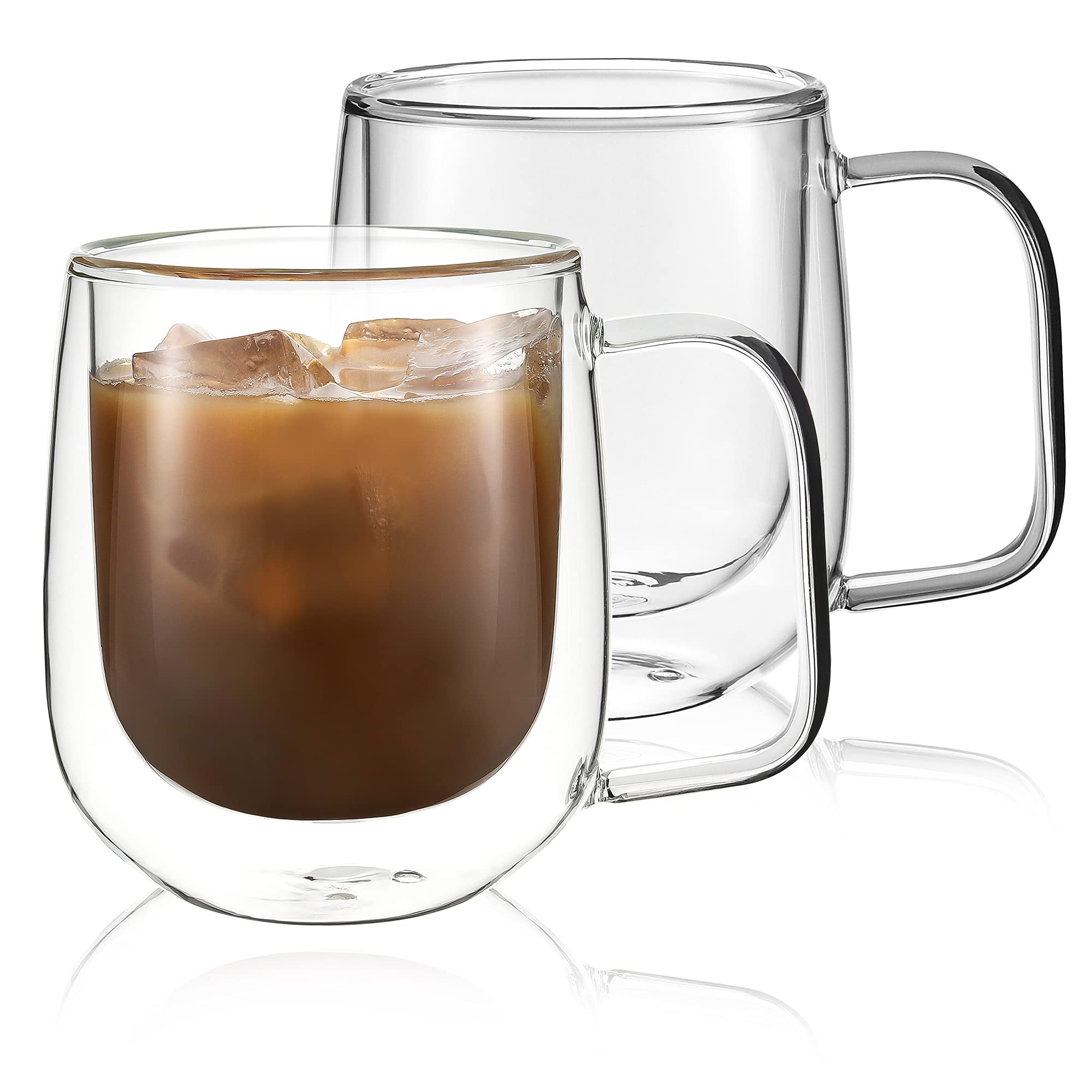 Double Wall Glass Coffee Mugs Set with Handle