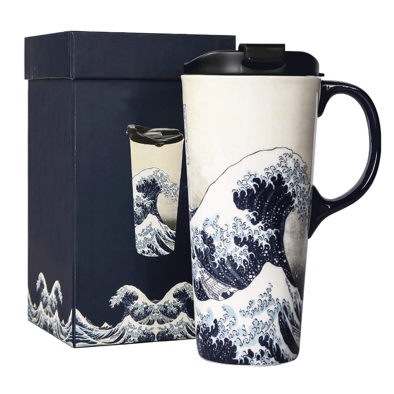 Travel Mug Porcelain Coffee Cup with Spill-proof Lid