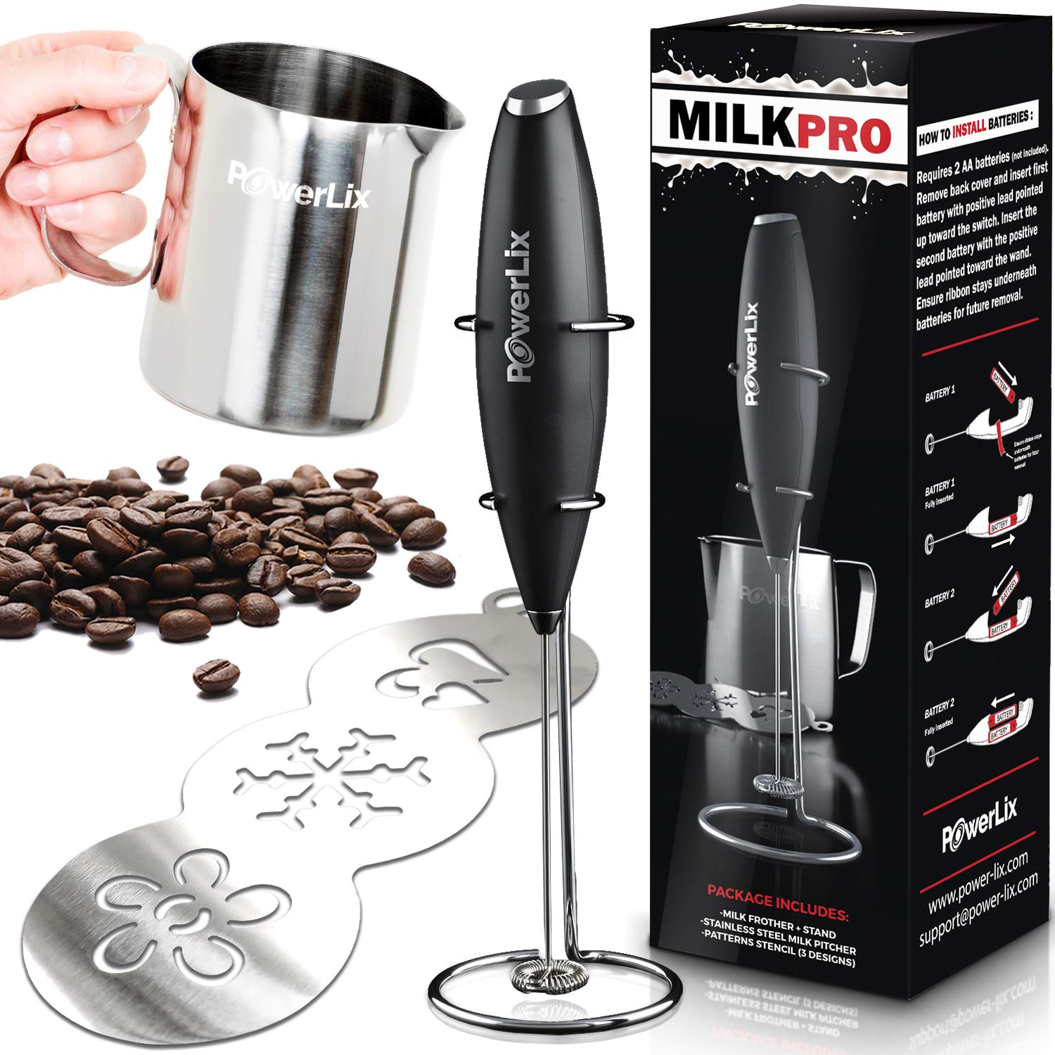 Milk Frother SET For Coffee, Latte, Cappuccino, Hot Chocolate