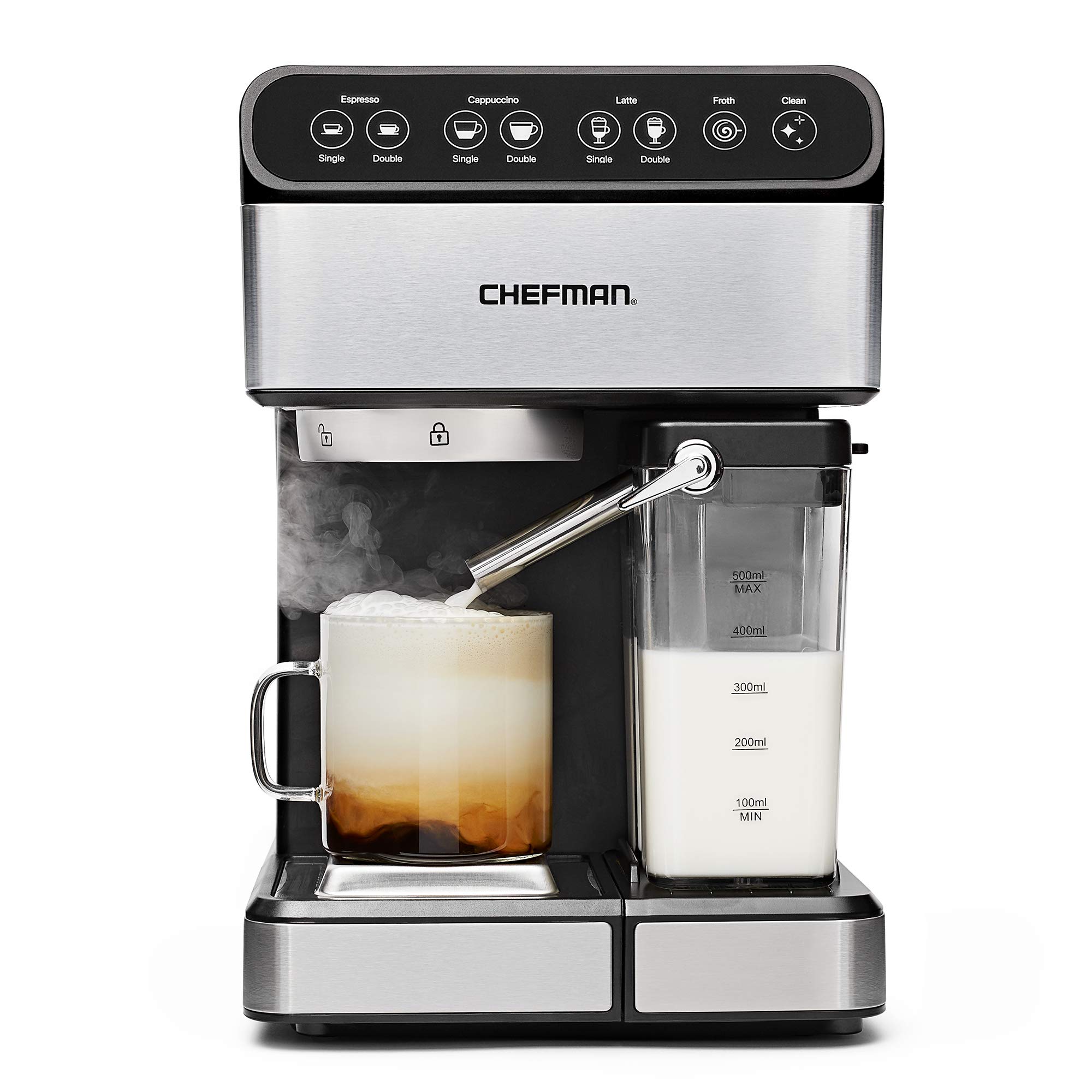 Chefman 6-in-1 Espresso Machine,Powerful 15-Bar Pump