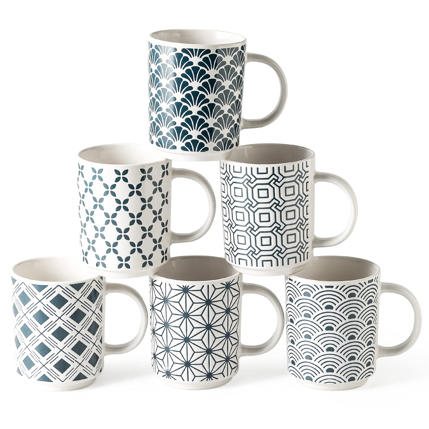 AmorArc Set of 6 Porcelain Coffee Mugs