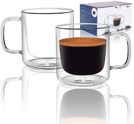 Aquach Thickened Double Wall Coffee Glass Mugs