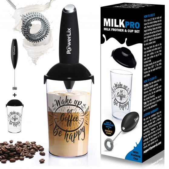 PowerLix Milk Frother Handheld Battery Operated