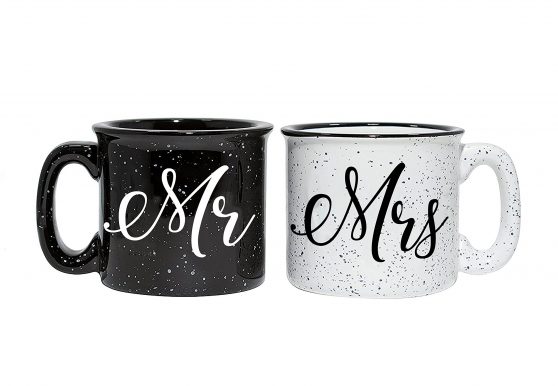 Mr and Mrs Couples Camping Ceramic Coffee Mug Set