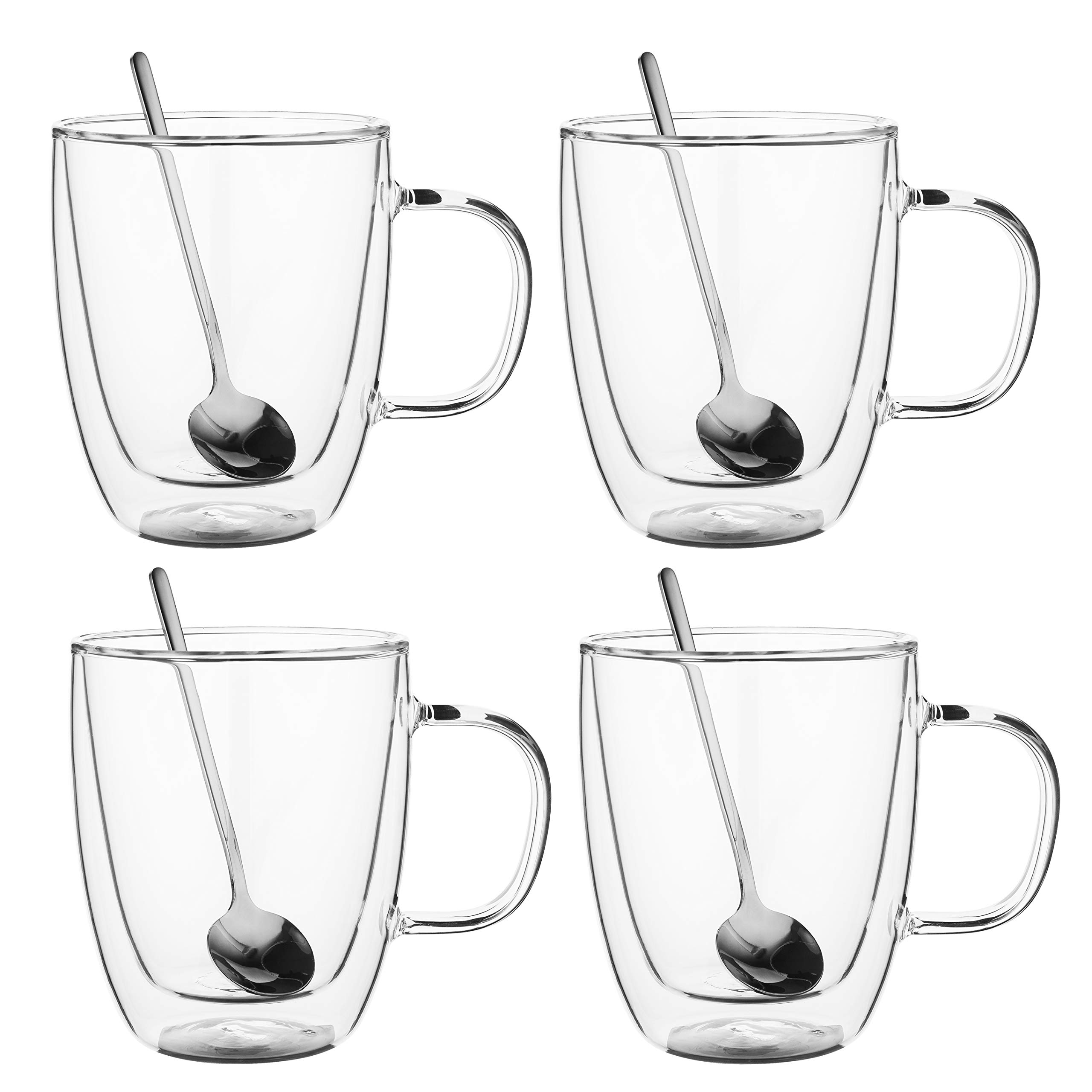 AMEDY'S Set Of 4 Insulated Double Wall Glasses With Handles