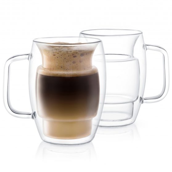 Glass Coffee Cups Double Wall Insulated Mugs Set