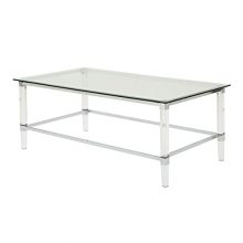 Clear Modern Tempered Glass Rectangular Coffee Table