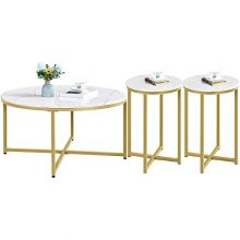 Round Coffee Table w/Faux Marble Tabletop