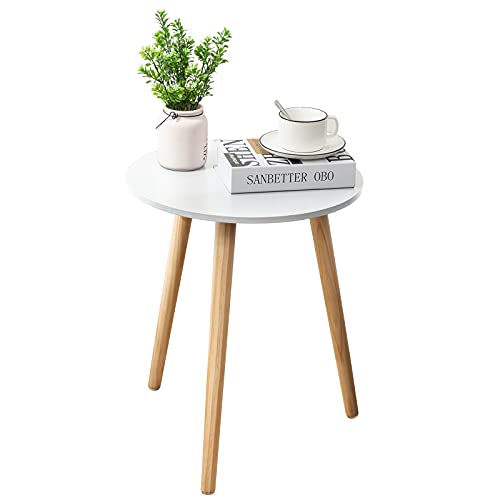 White Round Side Coffee Table Easy Assembly