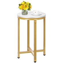Round White End Side Coffee Table X-Shaped