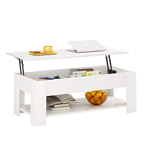 White Lift Top Coffee Table with Hidden Storage