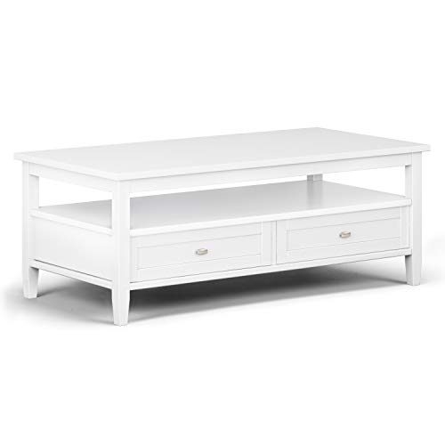 Wide Rectangle Rustic Coffee Table in White