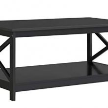 Black Coffee Table with Storage Shelf for Living Room