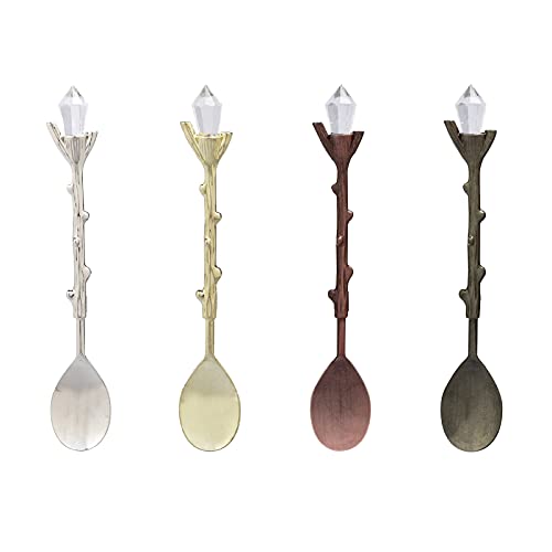 ISKYBOB Set of 4, Dessert Crystal Spoon Scoop