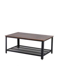 Industrial Coffee Table with Storage Shelf for Living Room