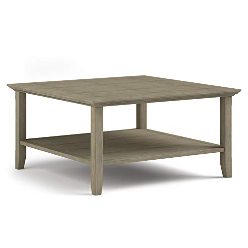 Wide Square Rustic Coffee Table in Distressed Grey