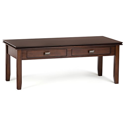 Wide Rectangle Contemporary Coffee Table in Russet Brown