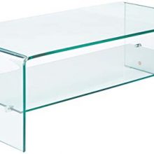 Transparent Glass Coffee Table with Shelf
