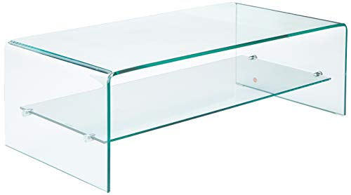 Transparent Glass Coffee Table with Shelf
