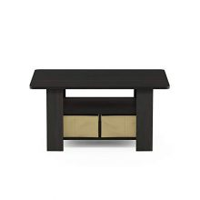 Espresso/Brown Coffee Table with Bins