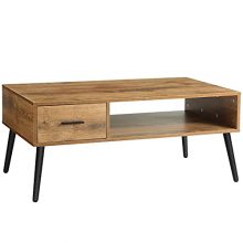 Coffee Table Modern Mid-Century Cocktail Table with Stable Pine Leg