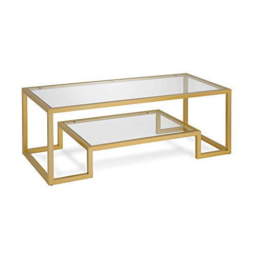 Henn&Hart Modern Geometric-Inspired Glass Coffee Table