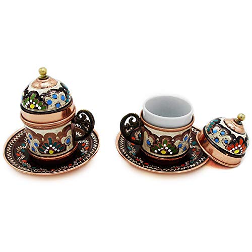 Turkish Coffee Cups with Saucer and Lid