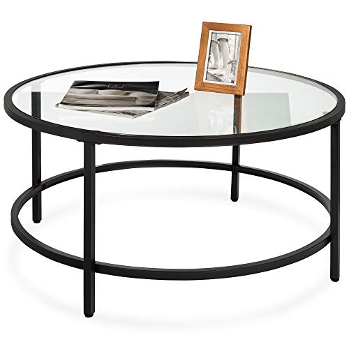 Round Tempered Glass Accent Side Coffee Table