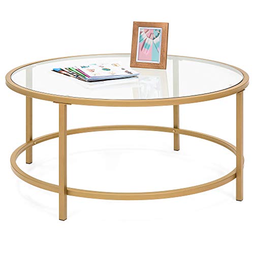 Modern Round Tempered Glass Accent Side Coffee Table