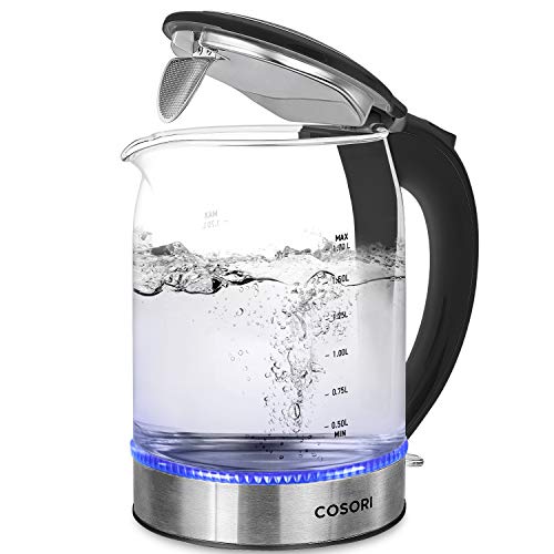 Electric Kettle Glass Hot Water Boiler & Tea Heater with LED Indicator