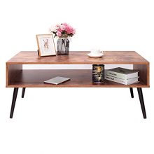 Modern Coffee Table with Storage Shelf for Living Room