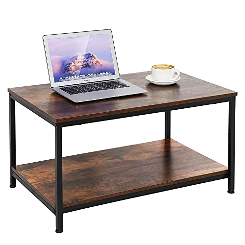 ZenStyle Industrial Coffee Table with Storage Shelf