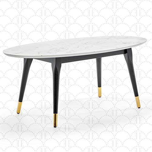 Marble Oval Coffee Table Elle Decor Clemintine Mid-Century