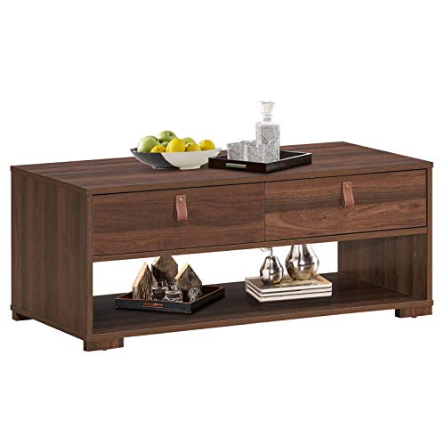 Coffee Table with Drawers & Open Storage Shelf