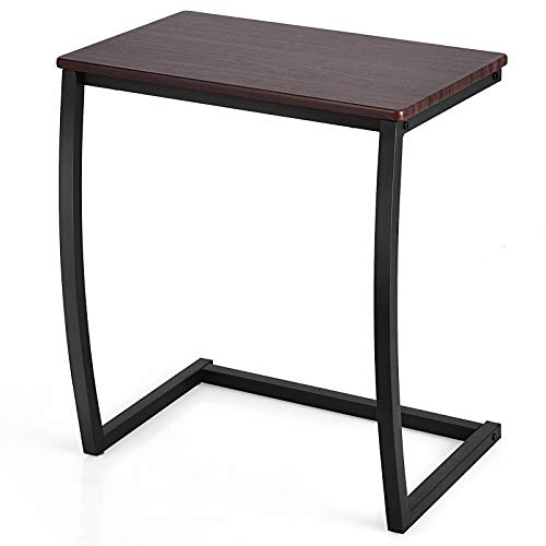 C-Shaped End Table Laptop Table with Steel Frame