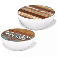 Set of 2 Solid Reclaimed Wood Round Coffee Table
