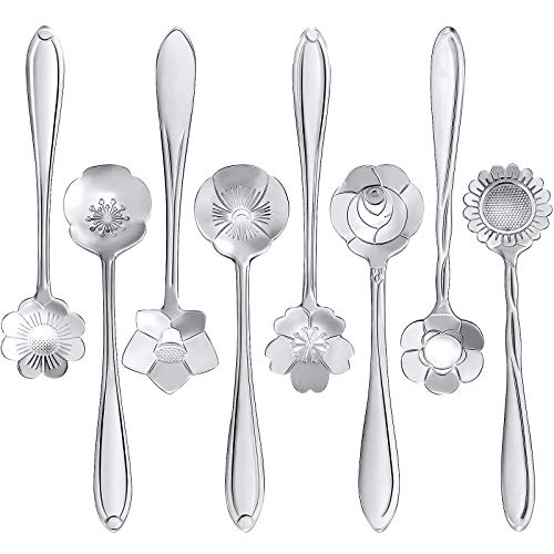 Maitys 16 Pieces Stainless Steel Flower Coffee Spoon
